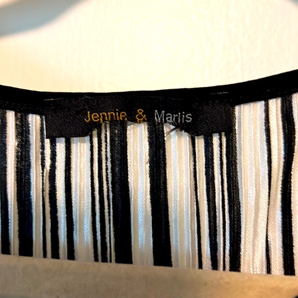 Jennie and Marlis short sleeved, cold shoulder, black and white striped top. - Picture 3 of 3